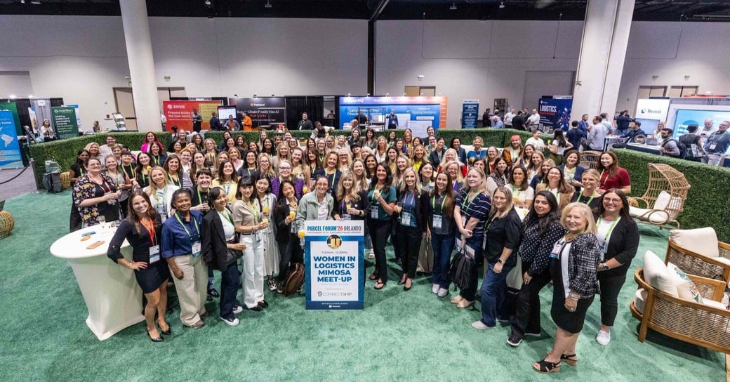 Attendees gather for the Women in Logistics Mimosa Meet-Up at PARCEL Forum ’26 in Orlando.