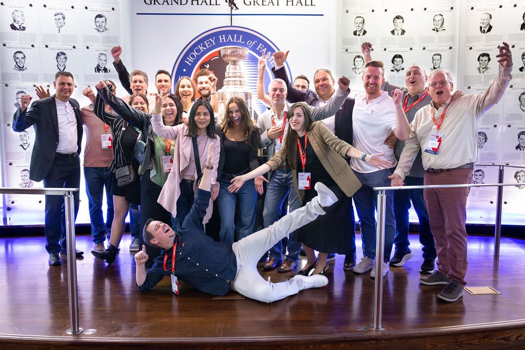 Group of IGNITE 25 attendees at the Hockey Hall of Fame reception