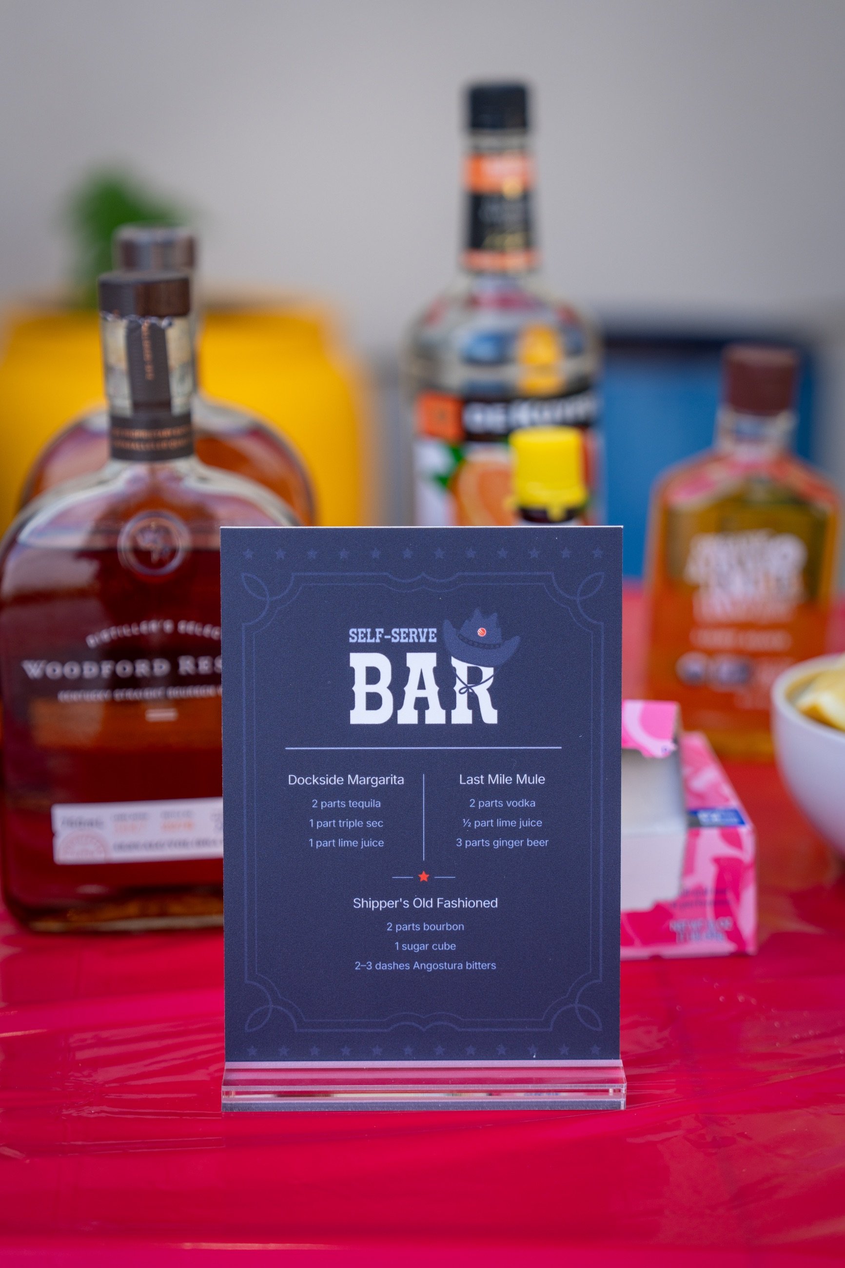A menu for the industry-themed cocktails 